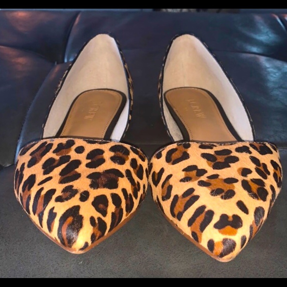 J.CREW Leopard Print Calf Hair D’Orsay Flats